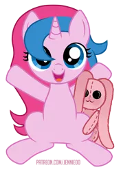 Size: 844x1200 | Tagged: safe, artist:jennieoo, derpibooru import, oc, oc:star sparkle, pony, rabbit, unicorn, animal, female, filly, foal, happy, hug, hugs needed, image, plushie, png, simple background, smiling, solo, toy, transparent background, vector