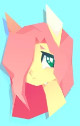 Size: 389x617 | Tagged: safe, artist:aesterlite, derpibooru import, fluttershy, semi-anthro, ambiguous facial structure, blue background, bust, crying, cute, female, fluttercry, hair over one eye, image, no pupils, png, portrait, sad, sadorable, shyabetes, simple background, solo