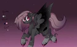 Size: 1080x666 | Tagged: safe, alternate version, artist:tessa_key_, derpibooru import, oc, oc:nebula, unofficial characters only, bat pony, pony, bat pony oc, bat wings, ear fluff, eyelashes, female, gradient background, hoof fluff, hoof polish, image, jpeg, mare, raised hoof, reference sheet, solo, wings