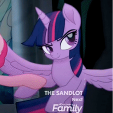 Size: 227x226 | Tagged: safe, derpibooru import, screencap, pinkie pie, twilight sparkle, twilight sparkle (alicorn), alicorn, earth pony, pony, my little pony: the movie, awesome face, cropped, determined, discovery family logo, female, image, looking back, mare, png, the sandlot