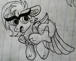 Size: 2618x2111 | Tagged: safe, artist:frenchie_frey, derpibooru import, oc, bird, hybrid, owl, pegasus, pony, doodle, image, jpeg, monochrome, pencil drawing, pose, sketch, traditional art