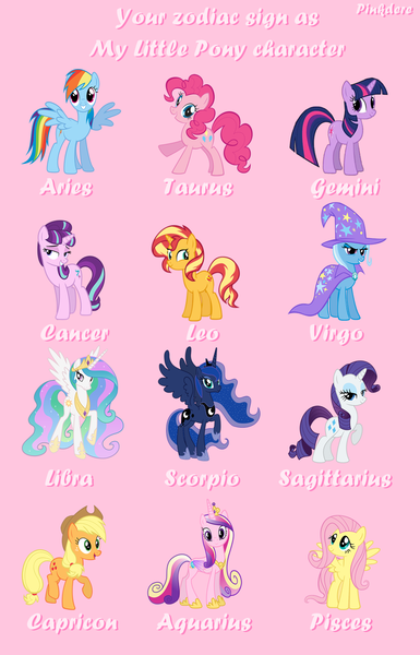 Size: 1231x1920 | Tagged: safe, derpibooru import, applejack, fluttershy, pinkie pie, princess cadance, princess celestia, princess luna, rainbow dash, rarity, starlight glimmer, sunset shimmer, trixie, twilight sparkle, twilight sparkle (alicorn), alicorn, pony, aquarius, aries, cancer (horoscope), capricorn, female, gemini, horoscope, image, leo, libra, mane six, mare, pink background, pisces, png, sagittarius, scorpio, simple background, taurus, virgo, wings, zodiac