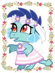 Size: 536x708 | Tagged: safe, artist:interstellar-quartz, derpibooru import, princess ember, dragon, baby, baby dragon, baby ember, clothes, dress, image, png, solo, younger