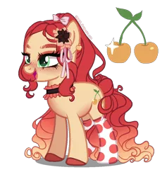 Size: 900x950 | Tagged: safe, artist:gihhbloonde, derpibooru import, earth pony, pony, clothes, female, image, magical lesbian spawn, mare, offspring, parent:applejack, parent:cherry jubilee, png, simple background, socks, solo, transparent background