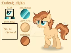 Size: 1280x950 | Tagged: safe, artist:purplepotato04, derpibooru import, oc, oc:tender crisp, pony, deviantart watermark, image, jpeg, male, obtrusive watermark, offspring, parent:button mash, parent:dinky hooves, reference sheet, solo, stallion, watermark