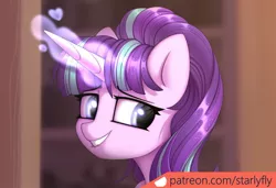 Size: 1171x801 | Tagged: safe, artist:starlyflynsfw, derpibooru import, starlight glimmer, pony, unicorn, glowing horn, horn, image, jpeg, lip bite, solo