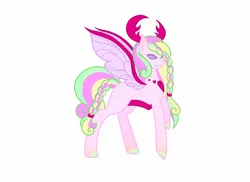 Size: 1280x933 | Tagged: safe, artist:ocean-drop, derpibooru import, oc, oc:angel, unofficial characters only, changepony, hybrid, image, interspecies offspring, jpeg, offspring, parent:princess cadance, parent:thorax, simple background, solo, white background