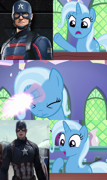 Size: 640x1080 | Tagged: safe, artist:negaboss2000, derpibooru import, trixie, all bottled up, captain america, captain america: civil war, exploitable meme, image, john walker, marvel, marvel cinematic universe, meme, png, steve rogers, the falcon and the winter soldier, trixie fixing meme