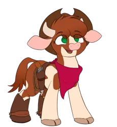 Size: 1024x1114 | Tagged: safe, artist:ljdamz1119, derpibooru import, arizona cow, cow, them's fightin' herds, boots, clothes, community related, cowgirl outfit, gun, holster, image, png, rope, scarf, shoes, solo, weapon