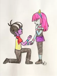 Size: 1616x2152 | Tagged: safe, artist:fude-chan-art, derpibooru import, mystery mint, ringo, equestria girls, engagement ring, image, jewelry, jpeg, ring