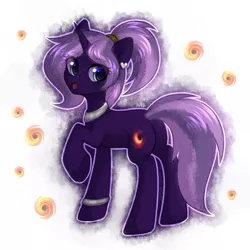 Size: 1280x1280 | Tagged: safe, artist:avrameow, derpibooru import, oc, oc:tenebris flux, unofficial characters only, pony, unicorn, cute, ear piercing, earring, image, jewelry, jpeg, leg rings, looking at you, piercing, simple background