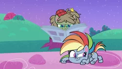 Size: 1920x1080 | Tagged: safe, derpibooru import, screencap, dishwater slog, rainbow dash, my little pony: pony life, the best of the worst, spoiler:pony life s01e02, image, newspaper, png