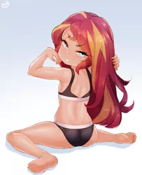 Size: 2388x2942 | Tagged: suggestive, artist:born-to-die, banned from derpibooru, edit, sunset shimmer, human, equestria girls, child, clothes, female, human edit, image, lolicon, panties, png, solo, solo female, underage, underwear, upscaled, young, younger
