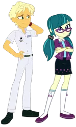 Size: 538x900 | Tagged: safe, artist:maretrick, artist:mixiepie, derpibooru import, edit, juniper montage, ragamuffin (equestria girls), equestria girls, equestria girls series, movie magic, spring breakdown, spoiler:eqg series (season 2), spoiler:eqg specials, belt, clothes, crack shipping, crossed arms, female, freckles, glasses, image, jeans, kneesocks, male, pants, pigtails, png, ragamontage, shipping, shirt, shoes, simple background, skirt, smiling, socks, straight, transparent background, vector, watch