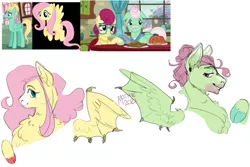 Size: 3543x2362 | Tagged: safe, artist:cryptidmothie, derpibooru import, screencap, fluttershy, gentle breeze, posey shy, zephyr breeze, pony, flutter brutter, brother and sister, female, hybrid wings, image, male, mare, png, screencap reference, shipping, shys, siblings, simple background, stallion, straight, white background, wings