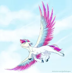 Size: 2586x2640 | Tagged: safe, artist:gaelledragons, derpibooru import, zipp storm, pony, colored wings, flying, g5, image, majestic, multicolored wings, png, solo, wings