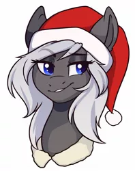 Size: 1060x1341 | Tagged: safe, artist:zahsart, derpibooru import, oc, unofficial characters only, pony, christmas, hat, holiday, image, jpeg, lidded eyes, raised eyebrow, santa hat, smiling, smirk, solo