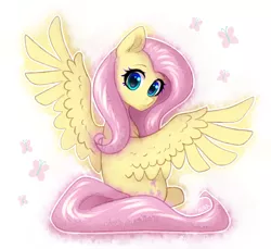 Size: 2336x2137 | Tagged: safe, artist:avrameow, derpibooru import, fluttershy, pegasus, pony, cute, female, image, looking at you, mare, png, shyabetes, sitting, solo