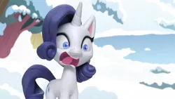 Size: 1920x1080 | Tagged: safe, derpibooru import, screencap, rarity, pony, unicorn, my little pony: pony life, my little pony: stop motion short, snow pony contest (short), cute, female, funny, image, open mouth, png, screaming, solo, stop motion