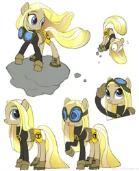 Size: 540x666 | Tagged: safe, artist:house-of-tykayl, derpibooru import, ponified, earth pony, pony, :p, boots, clothes, costume, female, flying, geomancer, goggles, image, jpeg, levitation, magic, mare, shoes, simple background, solo, teen titans, telekinesis, terra (teen titans), tongue out, white background