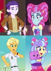 Size: 1506x2100 | Tagged: safe, derpibooru import, edit, screencap, dirk thistleweed, kiwi lollipop, princess thunder guts, ragamuffin (equestria girls), supernova zap, dog, equestria girls, equestria girls series, how to backstage, lost and pound, spring breakdown, spoiler:choose your own ending (season 2), spoiler:eqg series (season 2), clothes, comparison, crack shipping, cropped, cute, female, freckles, happy, heart, hug, image, k-lo, lost and pound: rarity, lost and pound: spike, male, png, postcrush, puppy, raganova, shipping, shipping domino, smiling, solo focus, straight, su-z, su-z-betes, thistlepop