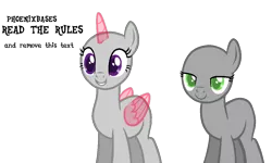 Size: 1204x720 | Tagged: safe, artist:kingbases, derpibooru import, oc, unofficial characters only, alicorn, earth pony, pony, alicorn oc, bald, base, bedroom eyes, duo, earth pony oc, eyelashes, female, grin, horn, image, mare, png, simple background, smiling, transparent background, wings