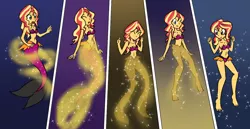 Size: 1200x620 | Tagged: suggestive, artist:mythkaz, derpibooru import, sunset shimmer, mermaid, equestria girls, cute, image, mermaidized, png, shimmerbetes, species swap, stupid sexy sunset shimmer, transformation