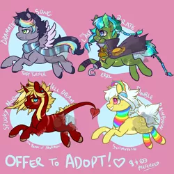 Size: 2000x2000 | Tagged: safe, artist:lavvythejackalope, derpibooru import, oc, unofficial characters only, earth pony, pony, unicorn, base used, cape, clothes, colored hooves, crying, earmuffs, earth pony oc, grin, horn, image, leonine tail, pink background, png, rainbow socks, scarf, simple background, smiling, socks, striped socks, unicorn oc