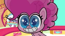 Size: 2048x1149 | Tagged: safe, derpibooru import, pinkie pie, my little pony: pony life, happy, image, jpeg, lightning chill, pony life season 2, sparkly eyes, wide eyes, wingding eyes