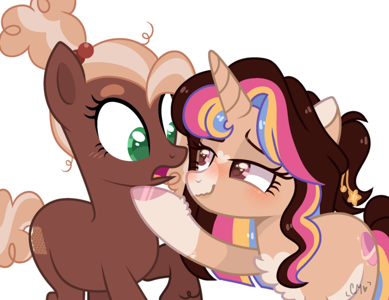 Size: 1280x990 | Tagged: safe, artist:katelynleeann42, artist:moon-rose-rosie, derpibooru import, oc, oc:melanie, oc:mudd slide, unofficial characters only, earth pony, pony, unicorn, female, image, mare, png, simple background, transparent background