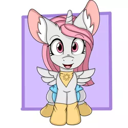 Size: 1280x1280 | Tagged: safe, artist:cuddlelamb, derpibooru import, princess celestia, alicorn, pony, baby, baby pony, bandana, booties, cewestia, clothes, cute, cutelestia, diaper, ear fluff, female, filly, image, pink mane, pink-mane celestia, png, simple background, solo, spread wings, wings, younger