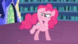 Size: 1024x576 | Tagged: episode needed, safe, artist:redyoshi1992, derpibooru import, edit, edited screencap, screencap, pinkie pie, oc, oc:brandon, oc:checkerboard, oc:yoshi, earth pony, pony, background used, base used, female, giant earth pony, giant pinkie pie, giant pony, giantess, image, jpeg, macro, twilight's castle