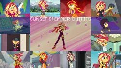 Size: 1280x722 | Tagged: safe, derpibooru import, edit, edited screencap, editor:quoterific, screencap, rainbow dash, sunset shimmer, costume conundrum, costume conundrum: sunset shimmer, dance magic, display of affection, eqg summertime shorts, equestria girls, equestria girls series, forgotten friendship, good vibes, i'm on a yacht, legend of everfree, my past is not today, opening night, sunset's backstage pass!, the science of magic, spoiler:eqg series (season 2), spoiler:eqg specials, clothes, cute, cutie mark, cutie mark on clothes, dance magic (song), embrace the magic, eyes closed, female, geode of empathy, image, jacket, leather, leather jacket, magical geodes, messy hair, microphone, music festival outfit, one eye closed, open mouth, opening night: sunset shimmer, png, shimmerbetes, singing, smiling, solo, to be or not to be, welcome to the show