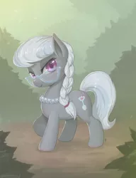 Size: 1000x1302 | Tagged: safe, artist:mrs1989, derpibooru import, silver spoon, earth pony, pony, female, filly, glasses, image, jewelry, jpeg, looking at you, necklace, smiling, solo