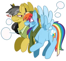 Size: 953x889 | Tagged: safe, artist:artist:malphym, artist:picturesofponies, derpibooru import, daring do, rainbow dash, pegasus, pony, clothes, daringdash, female, flying, heart, image, lesbian, png, scarf, shipping, smiling, spread wings, wings
