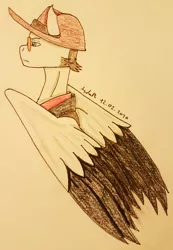 Size: 2284x3309 | Tagged: safe, artist:agdapl, derpibooru import, ponified, pegasus, pony, bust, clothes, crossover, frown, hat, image, jpeg, male, signature, sniper, solo, stallion, sunglasses, team fortress 2, traditional art, two toned wings, wings