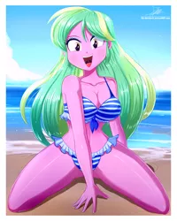 Size: 2000x2497 | Tagged: suggestive, artist:the-butch-x, derpibooru import, lemon zest, equestria girls, breasts, busty lemon zest, clothes, collaboration, image, open mouth, png, swimsuit