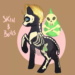 Size: 900x900 | Tagged: safe, artist:lavvythejackalope, derpibooru import, oc, unofficial characters only, earth pony, pony, abstract background, clothes, costume, earth pony oc, image, png, raised hoof, skeleton costume
