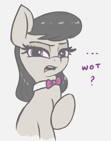 Size: 1297x1648 | Tagged: safe, artist:t72b, derpibooru import, octavia melody, earth pony, pony, ..., bust, image, looking at you, octavia is not amused, png, raised hoof, simple background, solo, unamused