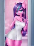 Size: 2592x3500 | Tagged: suggestive, artist:yutakira92, derpibooru import, oc, oc:serenity pond, unofficial characters only, anthro, earth pony, pony, female, high res, image, looking at you, png, shower, solo, towel, wet hair