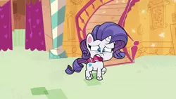 Size: 1280x720 | Tagged: safe, derpibooru import, screencap, rarity, pony, unicorn, my little pony: pony life, princess probz, spoiler:pony life s01e01, female, image, mare, open mouth, png, screaming, solo