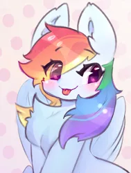 Size: 1000x1324 | Tagged: safe, artist:haokan, derpibooru import, rainbow dash, pegasus, pony, :p, chest fluff, cute, image, png, simple background, sketch, smug, solo, tongue out