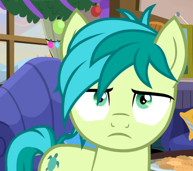 Size: 776x689 | Tagged: safe, derpibooru import, screencap, sandbar, earth pony, pony, the hearth's warming club, cropped, image, looking at you, male, png, sandbar is not amused, solo, unamused