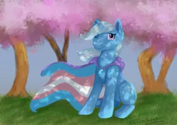 Size: 3508x2480 | Tagged: artist needed, source needed, safe, pony, image, jpeg, mouthpiece, solo, trans flag, trans pride flag