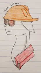 Size: 1528x2716 | Tagged: safe, artist:agdapl, derpibooru import, ponified, earth pony, pony, bust, clothes, crossover, engineer, goggles, helmet, image, jpeg, lined paper, male, signature, stallion, team fortress 2, traditional art