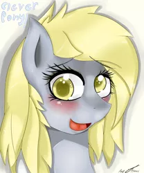 Size: 2000x2400 | Tagged: safe, artist:ponyjhooves, derpibooru import, derpy hooves, pegasus, pony, blushing, bust, colored pupils, cute, derpabetes, female, image, jpeg, mare, smiling, solo, solo female