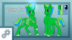 Size: 1280x712 | Tagged: safe, artist:its-gloomy, derpibooru import, oc, oc:quick fix, pony, unicorn, image, magic, male, png, reference sheet, solo, stallion