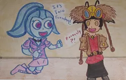 Size: 1280x808 | Tagged: safe, artist:dex stewart, derpibooru import, sonata dusk, alien, siren, equestria girls, female, females only, image, jpeg, marah, power rangers, power rangers ninja storm, taco tuesday, traditional art