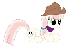 Size: 3407x2342 | Tagged: safe, alternate version, artist:three uncle, derpibooru import, penny ante, earth pony, pony, background pony, cowboy hat, cute, female, hat, image, mare, neckerchief, pigtails, png, simple background, smiling, solo, transparent background