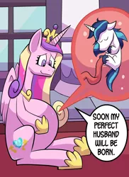 Size: 4800x6600 | Tagged: safe, alternate version, artist:pembroke, derpibooru import, princess cadance, shining armor, alicorn, pony, age regression, baby, baby pony, cadancepred, cadencepred, commission, female, fetish, foal, good clean married vore, image, male, marriage, married, married couple, permapregnant, permavore, png, pregdance, pregnant, shiningcadance, shipping, straight, unbirthing, vore